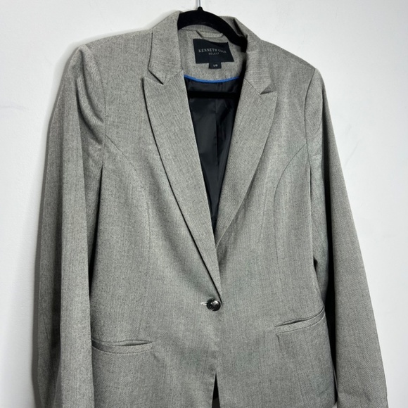 Kenneth Cole Select grey black herringbone classic fit preppy old money blazer L - Picture 5 of 10